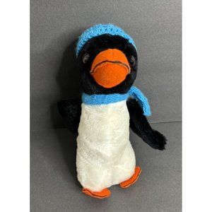 Dakin Penguin Plush Black White with Blue Hat Scarf Stuffed Animal 10" Tall 1977